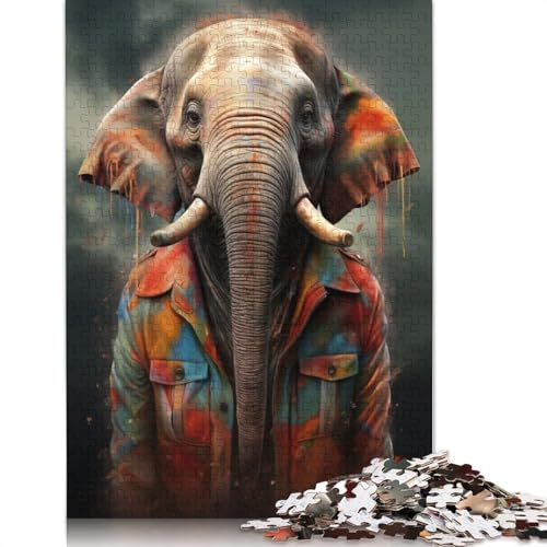 1000-teiliges Puzzle für Erwachsene, Standard-Puzzle, Elefant in Farben, Tier-Puzzle, Familiendekoration, pädagogisches Spielzeug, Spiel, 1000 Teile (75 x 50 cm) von POLIUAWS