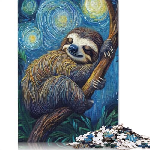 1000-teiliges Puzzle für Erwachsene, Standard-Puzzle, Faultier in der Sternennacht, Familiendekoration, pädagogisches Spielzeug, Spiel, 1000 Teile (75 x 50 cm) von POLIUAWS