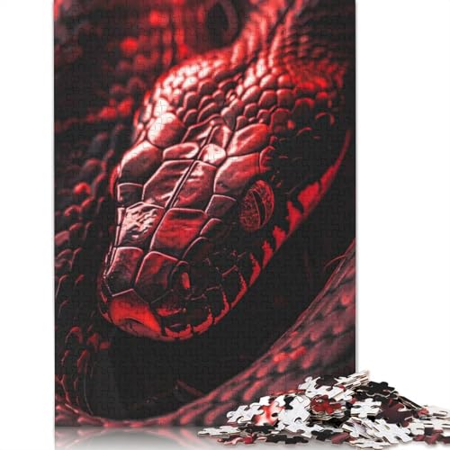 1000-teiliges Puzzle für Erwachsene, Standard-Puzzle, karminrote Kobra, Familiendekoration, pädagogisches Spielzeug, Spiel, 1000 Teile (75 x 50 cm) von POLIUAWS