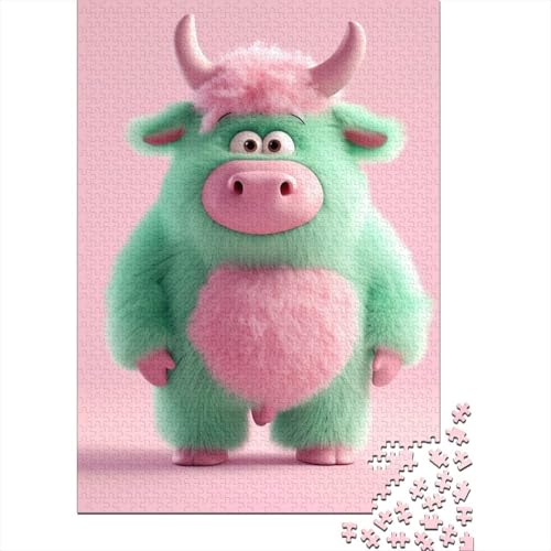 1000-teiliges Puzzle für Erwachsene, Stier, aus Holz, Lernspiel, Herausforderung, 1000 Teile (75 x 50 cm) von POLIUAWS