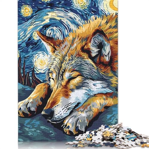 1000-teiliges Puzzle im Wolf-in-Sternennacht-Stil für Erwachsene, Puzzle für Erwachsene und Jugendliche ab 12 Jahren, 1000 Teile (38 x 26 cm) < von POLIUAWS