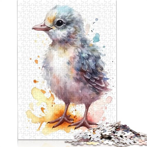 1000-teiliges Puzzle mit Baby-Möwe und Aquarellmotiv, für Erwachsene, Schwierigkeitsgrad: Puzzle, Lernspielzeug, Spiele, Familiendekoration, 1000 Stück (38 x 26 cm) von POLIUAWS