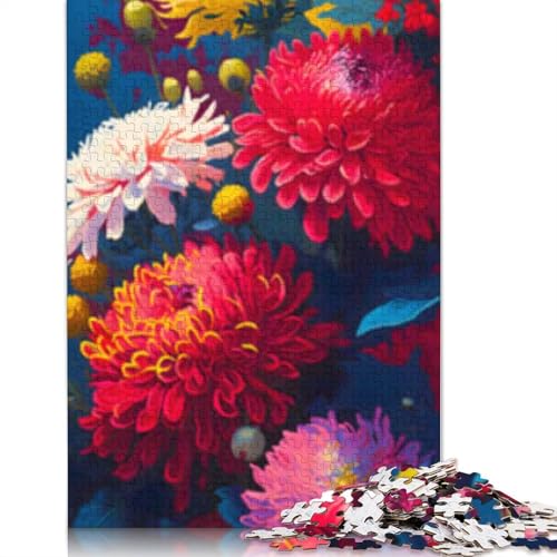 1000-teiliges Puzzle mit Blumen, Mutter und Chrysantheme für Erwachsene und Jugendliche, nachhaltiges Holzpuzzle für Erwachsene | 1000-teilige Spiele (75x50cm) von POLIUAWS