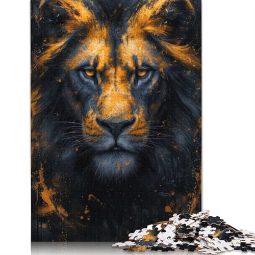 1000-teiliges Puzzle mit Gemälde des schwarzen Löwen für Erwachsene und Teenager, Lernspiele für Zuhause, DIY-Spielzeug, 1000 Stück (38 x 26 cm) von POLIUAWS