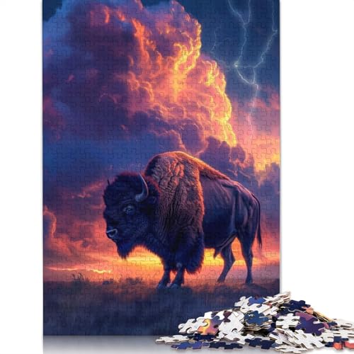 1000-teiliges Puzzle mit Highland-Kuh-Landschaft, Schwierigkeitsgrad für Erwachsene, entspannendes Spiel, Spielzeug, 1000 Stück (75 x 50 cm) von POLIUAWS