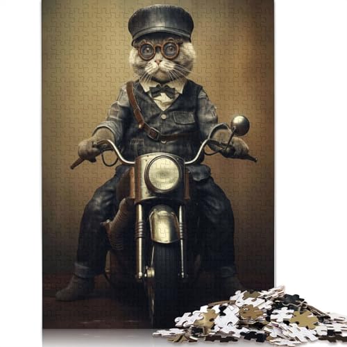 1000-teiliges Puzzle mit Katzen-Biker-Motiv, Schwierigkeitsgrad, Lernspiele, Spielzeug, 1000 Stück (75 x 50 cm) von POLIUAWS