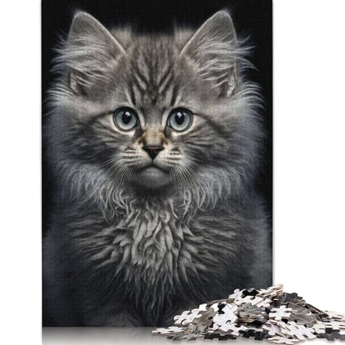1000-teiliges Puzzle mit Katzenporträt-Poster, Schwierigkeitsgrad, Lernspiele, Spielzeug, 1000 Stück (75 x 50 cm) von POLIUAWS