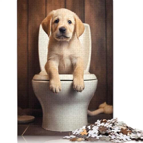1000-teiliges Puzzle mit Labrador Retriever-Toilette, Schwierigkeitsgrad, Lernspiele, Spielzeug, 1000 Stück (75 x 50 cm) von POLIUAWS