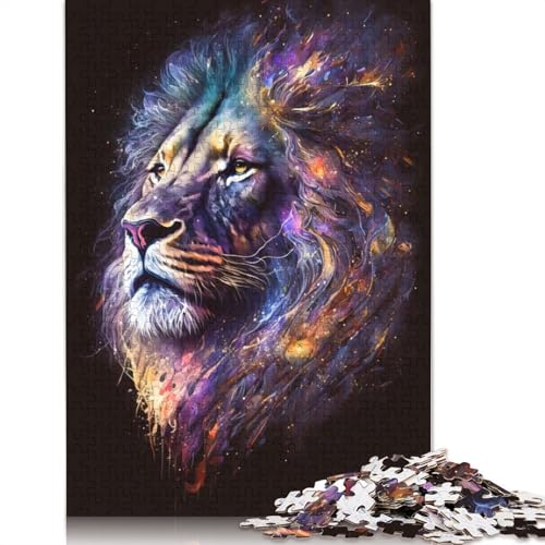 1000-teiliges Puzzle mit Löwengesicht und kosmischer Galaxie, Schwierigkeitsgrad, Lernspiele, Spielzeug, 1000 Teile (38 x 26 cm) von POLIUAWS