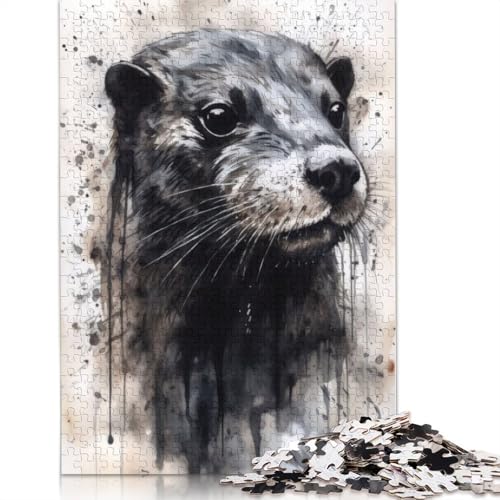 1000-teiliges Puzzle mit Otter-Charme und schwarzer Tinte, Schwierigkeitsgrad für Erwachsene, Lernspielzeug, Spiele, Familiendekoration, 1000 Stück (75 x 50 cm) von POLIUAWS