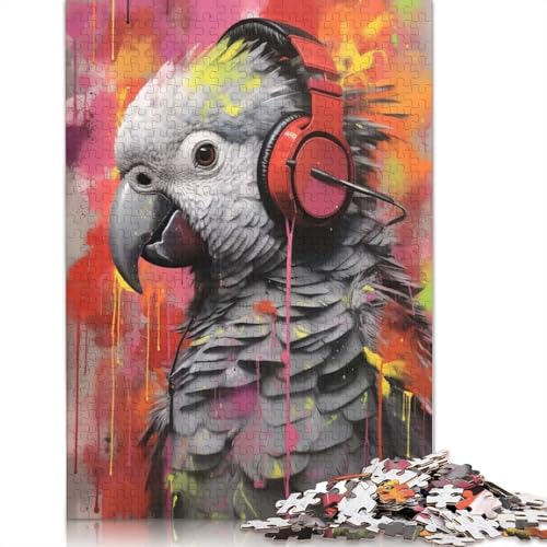 1000-teiliges Puzzle mit Papagei und Kopfhörern für Erwachsene, Puzzle für Erwachsene und Jugendliche ab 12 Jahren, 1000 Teile (75 x 50 cm) < von POLIUAWS