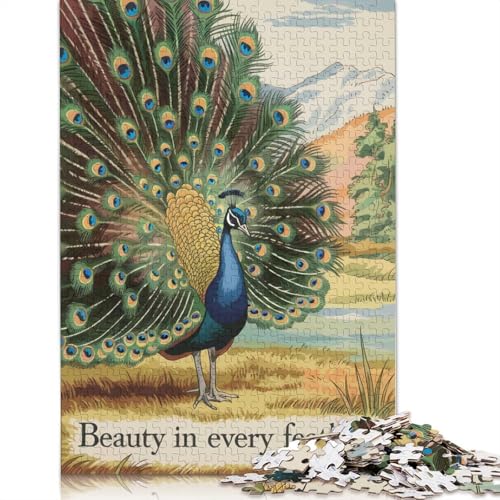 1000-teiliges Puzzle mit Pfauenfedern für Erwachsene, Puzzles für Erwachsene, Puzzles, einzigartige Heimdekoration und Geschenke, 1000 Teile (38 x 26 cm) von POLIUAWS