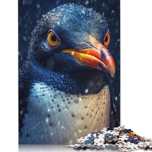1000-teiliges Puzzle mit Pinguin-Nahaufnahme, Schwierigkeitsgrad für Erwachsene, entspannendes Spiel, Spielzeug, 1000 Teile (38 x 26 cm) von POLIUAWS