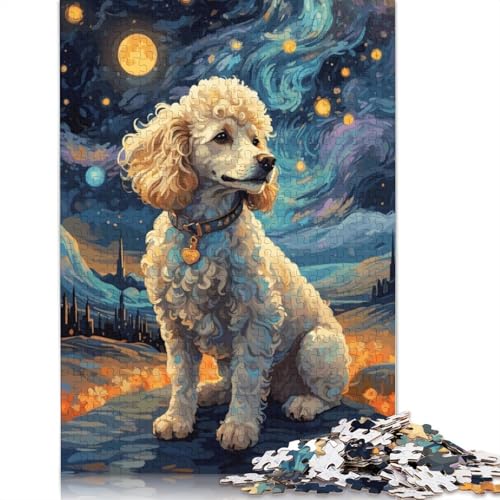 1000-teiliges Puzzle mit Pudel-Nachthimmel, Schwierigkeitsgrad für Erwachsene, Lernspielzeug, Spiele, 1000 Stück (38 x 26 cm) von POLIUAWS