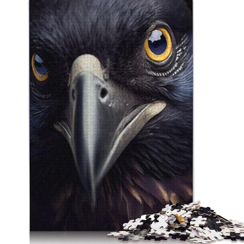 1000-teiliges Puzzle mit Raben-Nahaufnahme, Schwierigkeitsgrad für Erwachsene, Lernspielzeug, Spiele, Familiendekoration, 1000 Stück (38 x 26 cm) von POLIUAWS