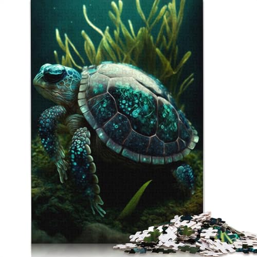 1000-teiliges Puzzle mit Schildkrötenmotiv, Schwierigkeitsgrad, Lernspiele, Spielzeug, 1000 Stück (38 x 26 cm) von POLIUAWS