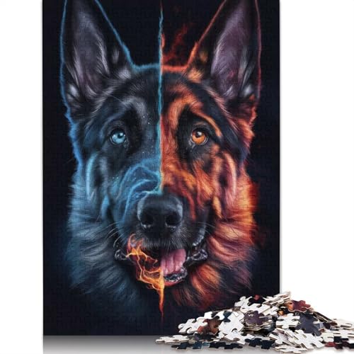 1000-teiliges Puzzle mit Tiermotiv „Deutscher Schäferhund“ für Erwachsene und Jugendliche, Lernspielzeug aus Papier, 1000 Teile (75 x 50 cm) von POLIUAWS