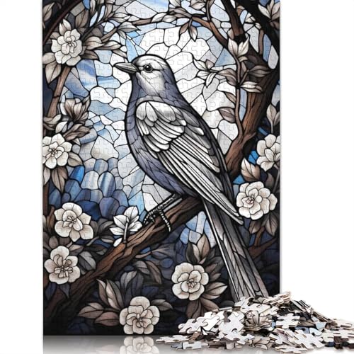 1000-teiliges Puzzle mit Vogelglasfenster für Erwachsene und Teenager, 1000 Teile (75 x 50 cm) von POLIUAWS
