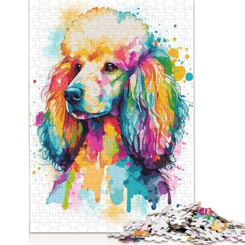 1000-teiliges Puzzle mit abstraktem Pudel-Gemälde, Schwierigkeitsgrad für Erwachsene, entspannendes Spiel, Spielzeug, 1000 Teile (38 x 26 cm) von POLIUAWS