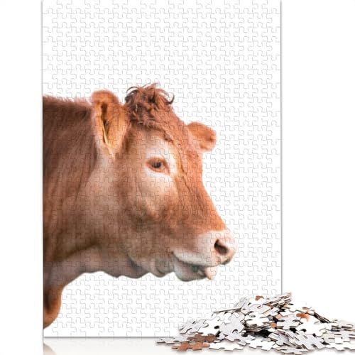 1000-teiliges Puzzle mit brauner Kuh, Schwierigkeitsgrad, Lernspiele, Spielzeug, 1000 Stück (75 x 50 cm) von POLIUAWS