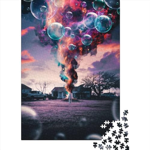 1000-teiliges Puzzle mit brennendem Feuer für Erwachsene und Jugendliche, nachhaltiges Holzpuzzle für Erwachsene | 1000-teilige Spiele (75x50cm) von POLIUAWS