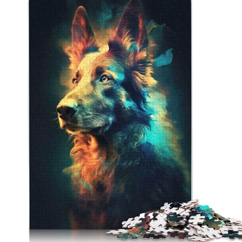 1000-teiliges Puzzle mit deutschem Schäferhund für Erwachsene, Papierpuzzles, Puzzles für Erwachsene, Lernspiel, Herausforderungsspielzeug, 1000 Stück (38 x 26 cm) von POLIUAWS