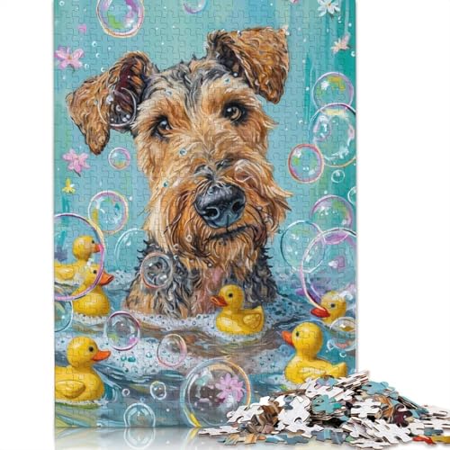 1000-teiliges Puzzle mit einem Airedale Terrier-Hund für Erwachsene, Puzzles, Lernspielzeug, 1000 Stück (38 x 26 cm) von POLIUAWS