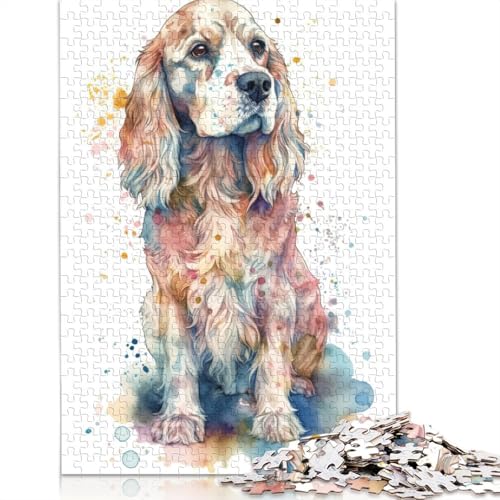 1000-teiliges Puzzle mit englischem Cocker Spaniel, Schwierigkeitsgrad, Lernspiele, Spielzeug, 1000 Teile (38 x 26 cm) von POLIUAWS