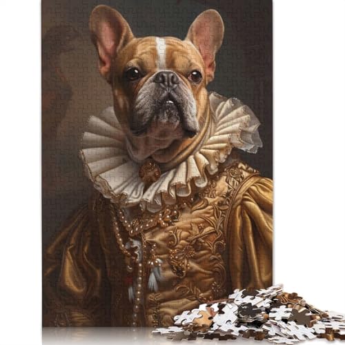 1000-teiliges Puzzle mit französischer Bulldogge, Schwierigkeitsgrad, Lernspiel, Spielzeug, Familiendekoration, 1000 Teile (75 x 50 cm) von POLIUAWS
