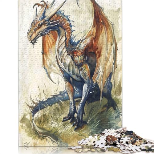 1000-teiliges Puzzle mit mystischer Drachenskizze für Erwachsene, Papierpuzzle für Erwachsene, Lernspiel, Herausforderungsspielzeug, 1000 Stück (75 x 50 cm) von POLIUAWS