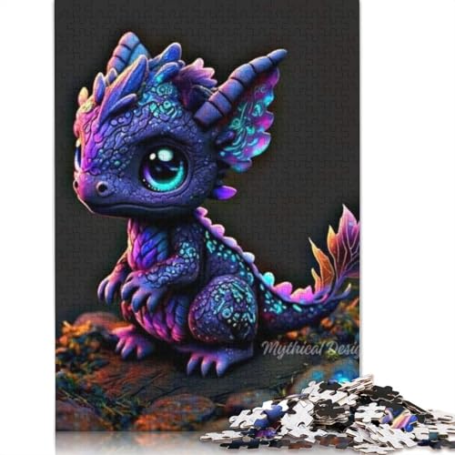 1000-teiliges Puzzle mit niedlichen Drachen, Weihnachtsgeschenke, Papierpuzzles für Teenager, lustige Puzzles mit 1000 Teilen (38 x 26 cm) von POLIUAWS