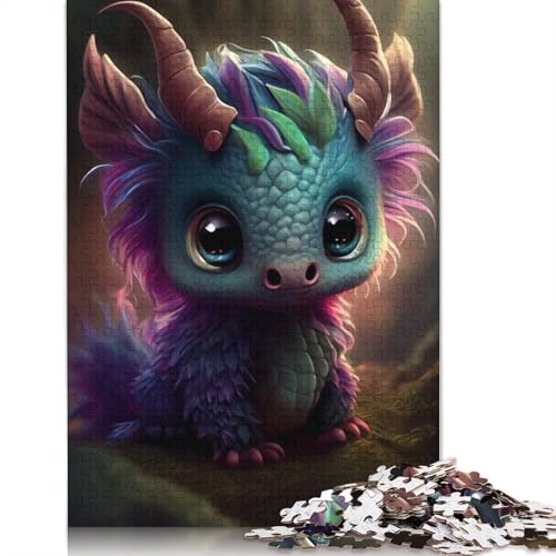 1000-teiliges Puzzle mit niedlichen Drachen für erwachsene Teenager, Holzpuzzle, nachhaltige Puzzles für Erwachsene | Spiele 1000 Teile (75x50cm) von POLIUAWS