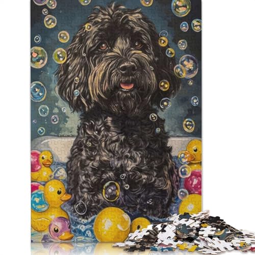 1000-teiliges Puzzle mit schwarzem russischen Terrier, für Erwachsene, Papierpuzzles für Erwachsene, Teenager, Mann, Frau, Geschenk, 1000 Stück (75 x 50 cm) von POLIUAWS
