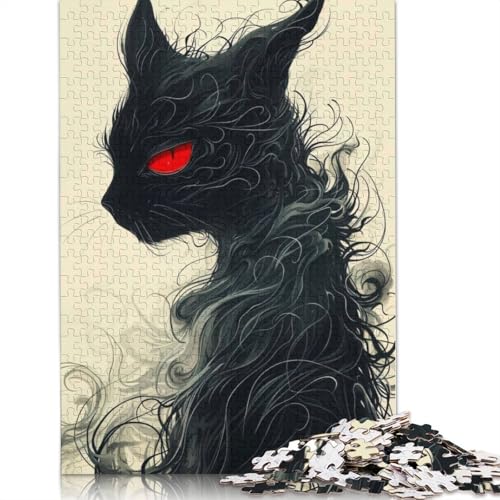 1000-teiliges Puzzle mit schwarzer Katze, Schwierigkeitsgrad für Erwachsene, Lernspielzeug, Spiele, 1000 Stück (75 x 50 cm) von POLIUAWS