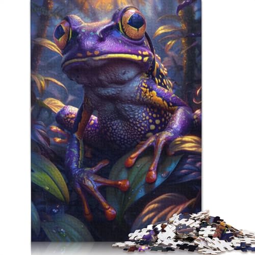 1000-teiliges Puzzle mit tropischem lila Frosch, Schwierigkeitsgrad für Erwachsene, Lernspiel, Spielzeug, Familiendekoration, 1000 Teile (38 x 26 cm) von POLIUAWS