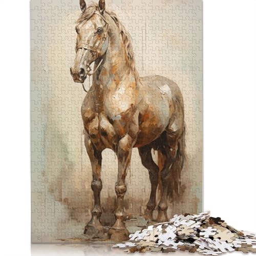 1000-teiliges Puzzle mit wunderschönem Pferde- und Tiermotiv, Schwierigkeitsgrad für Erwachsene, stärkt die Beziehungen zwischen Familienmitgliedern, 1000 Stück (38 x 26 cm) von POLIUAWS