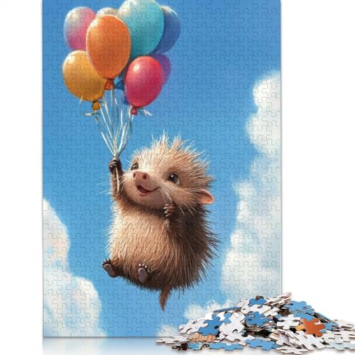 1000-teiliges Puzzle zum Thema Igel-Ballonflug für Erwachsene, Papierpuzzle, Lernspiel für Erwachsene Teenager, 1000 Teile (38 x 26 cm) von POLIUAWS