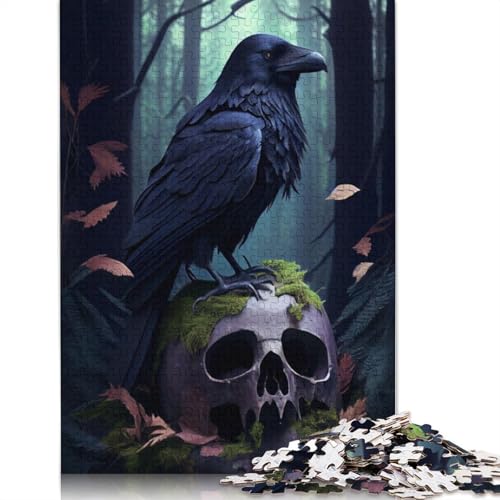 1000-teiliges Rabenschädel-Puzzle, Schwierigkeitsgrad für Erwachsene, Lernspiele, Spielzeug, Familiendekoration, 1000 Teile (38 x 26 cm) von POLIUAWS