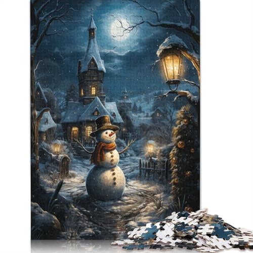 1000-teiliges Schneemann-im-Winter-Puzzle für Erwachsene und Teenager, Lernspiele für zu Hause, DIY-Spielzeug, 1000 Stück (75 x 50 cm) von POLIUAWS