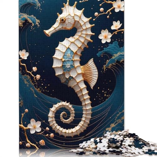 1000-teiliges Seepferdchen-Kintsugi-Kunst-Puzzle für Erwachsene, Papierpuzzle, Lernspiel für Erwachsene Teenager, 1000 Stück (75 x 50 cm) von POLIUAWS