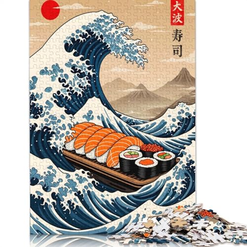 1000-teiliges Sushi-Puzzle „Great Wave“ für Erwachsene, Papierpuzzles für Erwachsene, Teenager, Mann, Frau, Geschenk, 1000 Stück (38 x 26 cm) von POLIUAWS