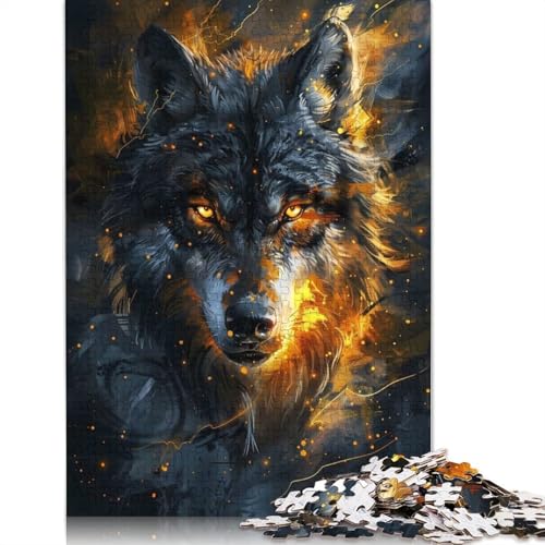 1000-teiliges Tierpuzzle „Majestätischer Wolf“ für Erwachsene, Papierpuzzles, Puzzles für Erwachsene, Lernspiel, Herausforderungsspielzeug, 1000 Stück (75 x 50 cm) von POLIUAWS