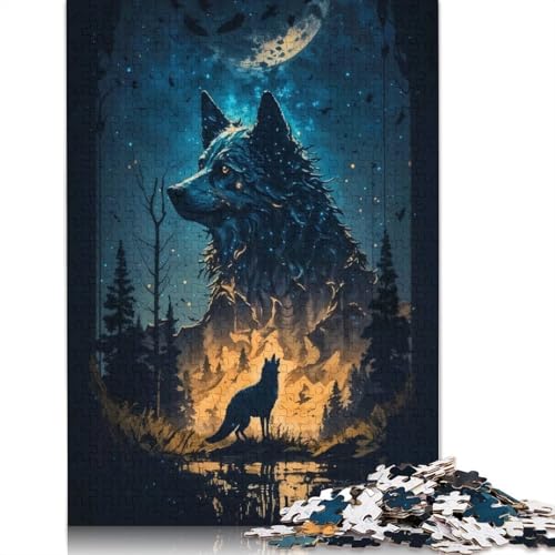 1000-teiliges Wolf-Puzzle, unglaublich, für Erwachsene und Teenager, 1000 Teile (75 x 50 cm) von POLIUAWS
