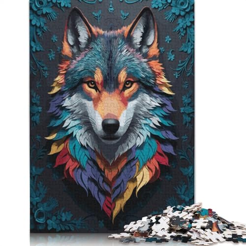 1000-teiliges Wolfsgesicht-Puzzle, Schwierigkeits-Puzzle, Lernspiel, Spielzeug, Familiendekoration, 1000 Teile (75 x 50 cm) von POLIUAWS