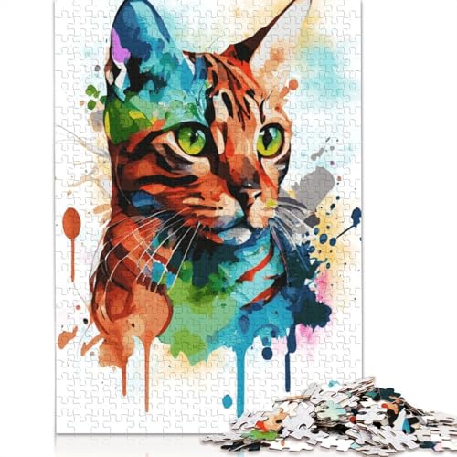 1000-teiliges abstraktes Bengalkatzen-Puzzle, Schwierigkeitsgrad für Erwachsene, Lernspielzeug, Spiele, 1000 Stück (75 x 50 cm) von POLIUAWS