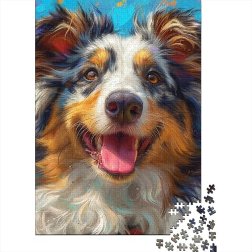 1000-teiliges australisches Schäferhund Puzzle für Erwachsene und Jugendliche, Holzpuzzle für Erwachsene und Jugendliche ab 12 Jahren, 1000 Teile (38 x 26 cm). von POLIUAWS