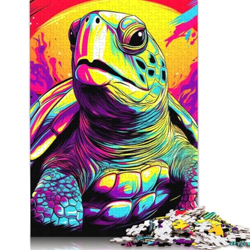1000-teiliges buntes Schildkröten-Puzzle für Erwachsene und Teenager, Papierpuzzle, Lernspiel, Herausforderung, Spielzeug, Geburtstagsgeschenke, 1000 Stück (38 x 26 cm) von POLIUAWS