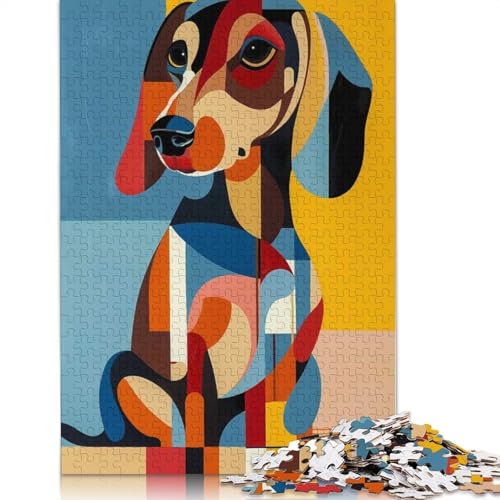 1000-teiliges geometrisches Dackel-Kunstpuzzle für Erwachsene, Papierpuzzles, Puzzles, Lernspiel, Herausforderungsspielzeug, 1000 Stück (38 x 26 cm) von POLIUAWS