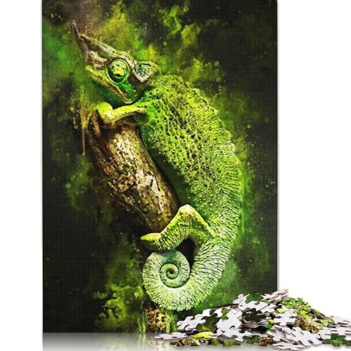 1000-teiliges grünes Tier-Spritzpuzzle, Schwierigkeitsgrad-Puzzle, Lernspiel, Spielzeug, Familiendekoration, 1000 Stück (75 x 50 cm) von POLIUAWS