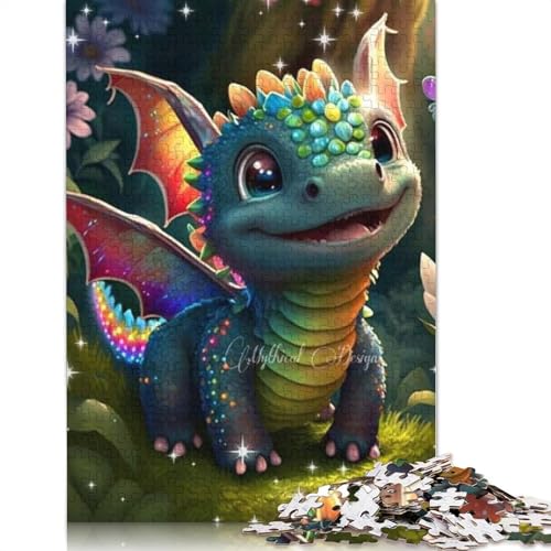 1000-teiliges niedliches Drachen Puzzle für Erwachsene und Jugendliche ab 12 Jahren, Geschenke für Heiligabend, 1000 Teile (38 x 26 cm) von POLIUAWS